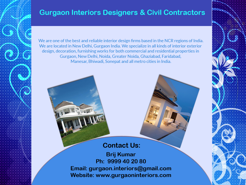 Gurgaon Top Interiors Designers:Civil Contractor Building Construction Turnkey Solution